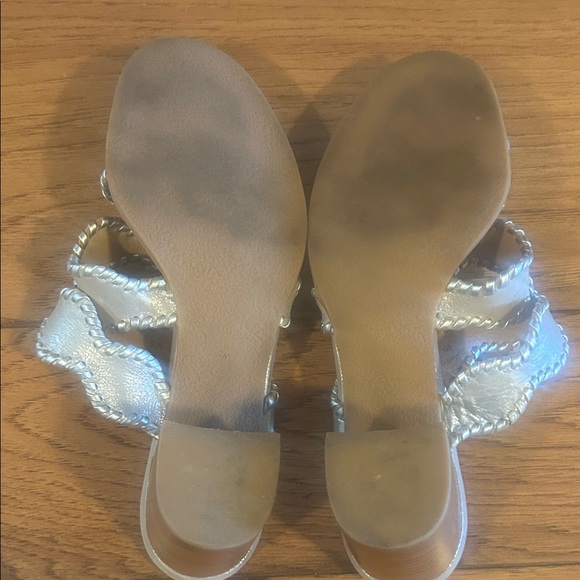 Jack Rogers Logan Mid Heels Metallic Whipstitch Block Heels Shoes - Picture 8 of 9